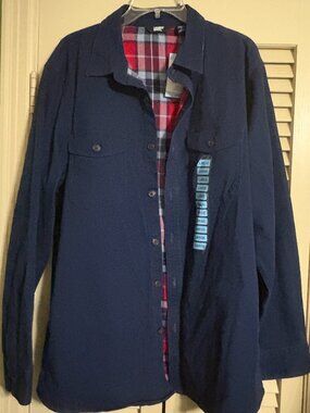 Land's End Men's Large Flannel Lined Navy Shirt Jacket New with Tags